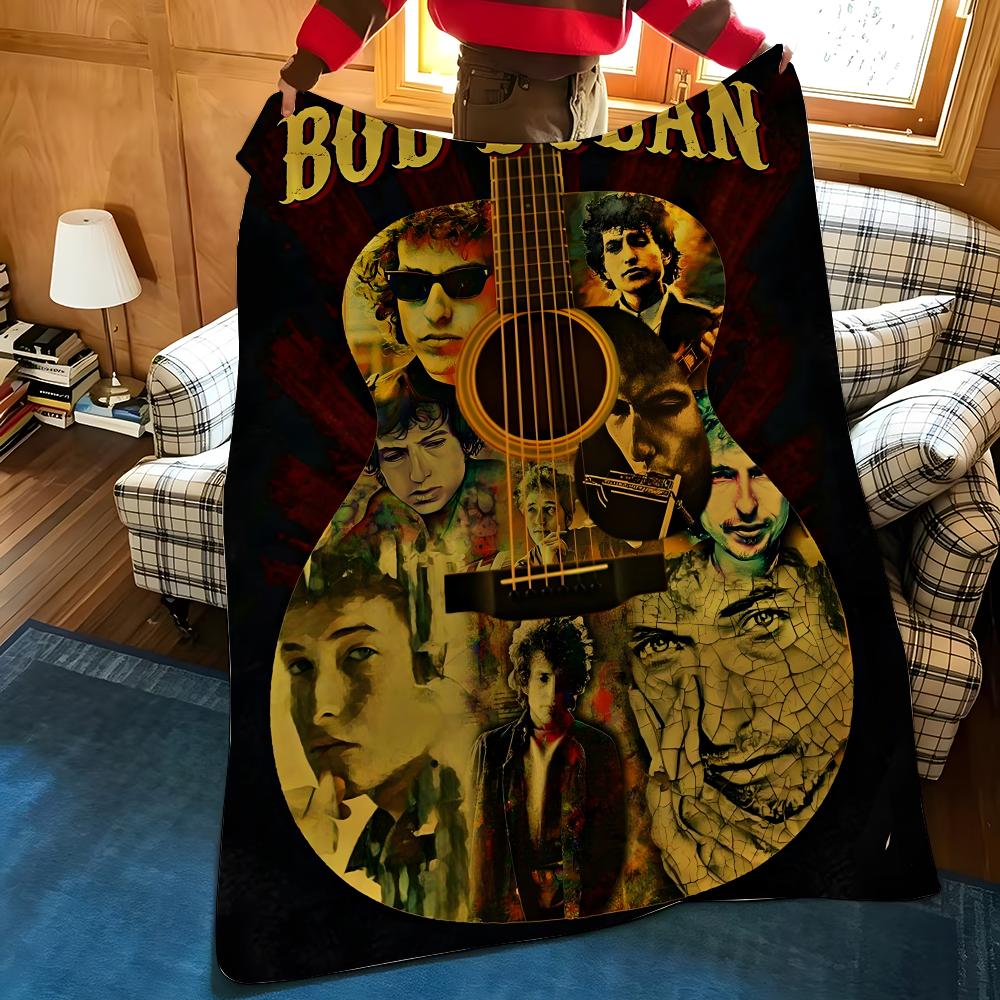 Music B-Bob D-Dylan Throw Flannel Cozy Print Blanket, Portable, Durable Machine Washable cute Cool
