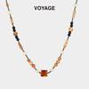 Natural Stone Retro Beaded Necklace: Women's Luxury Clavicle Chain, New Chinese Style, Trendy National Aesthetic Accessory