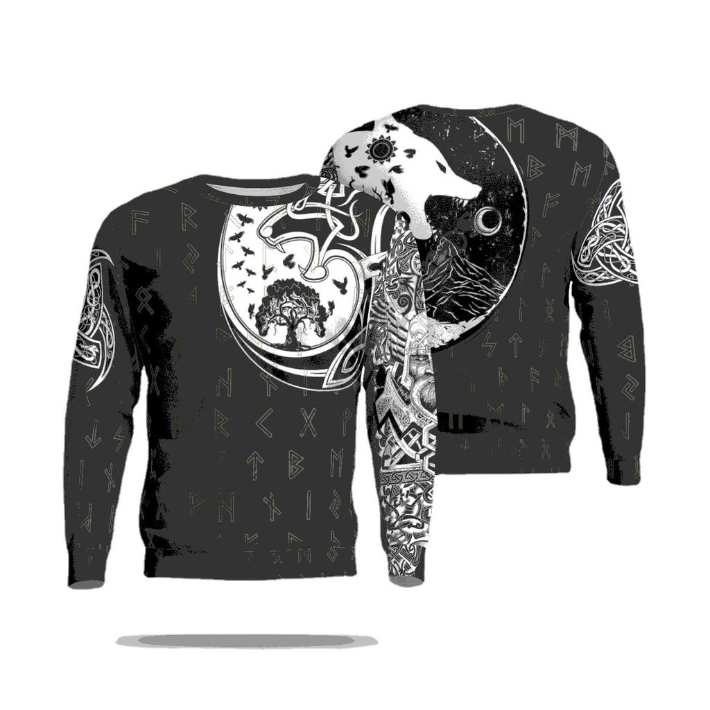 Herren Pullover Sweatshirt Frühling 3D Digital Tattoo Gedruckt Locker Lässiges Oberteil