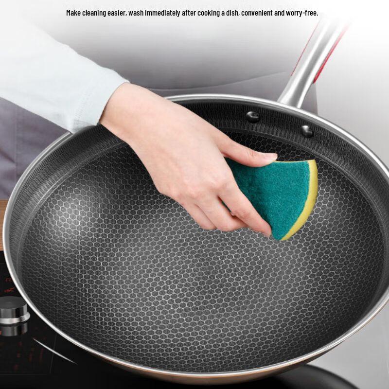 Adneny 2-Piece Non-Stick Wok & Stainless Steel Pan Cookware Set