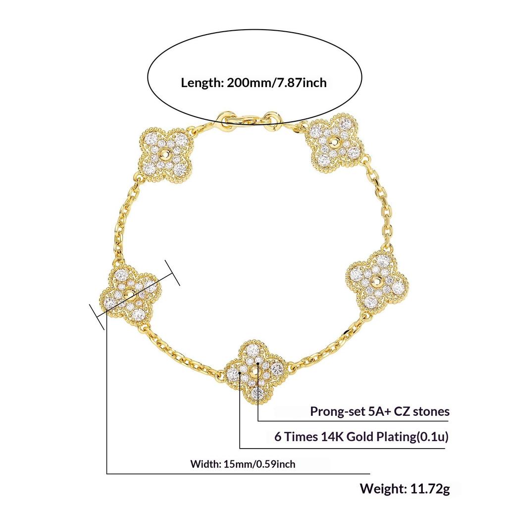 Four-leaf Clover and Five-flower Bracelet Stylish Lucky Clover Women's Flower Non-fading Hand Jewelry