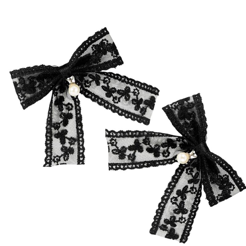 Elegante Haarnadel Schleifen Haarspange Schleifen Perlen 2000er Spitze Büsche Haarstyling