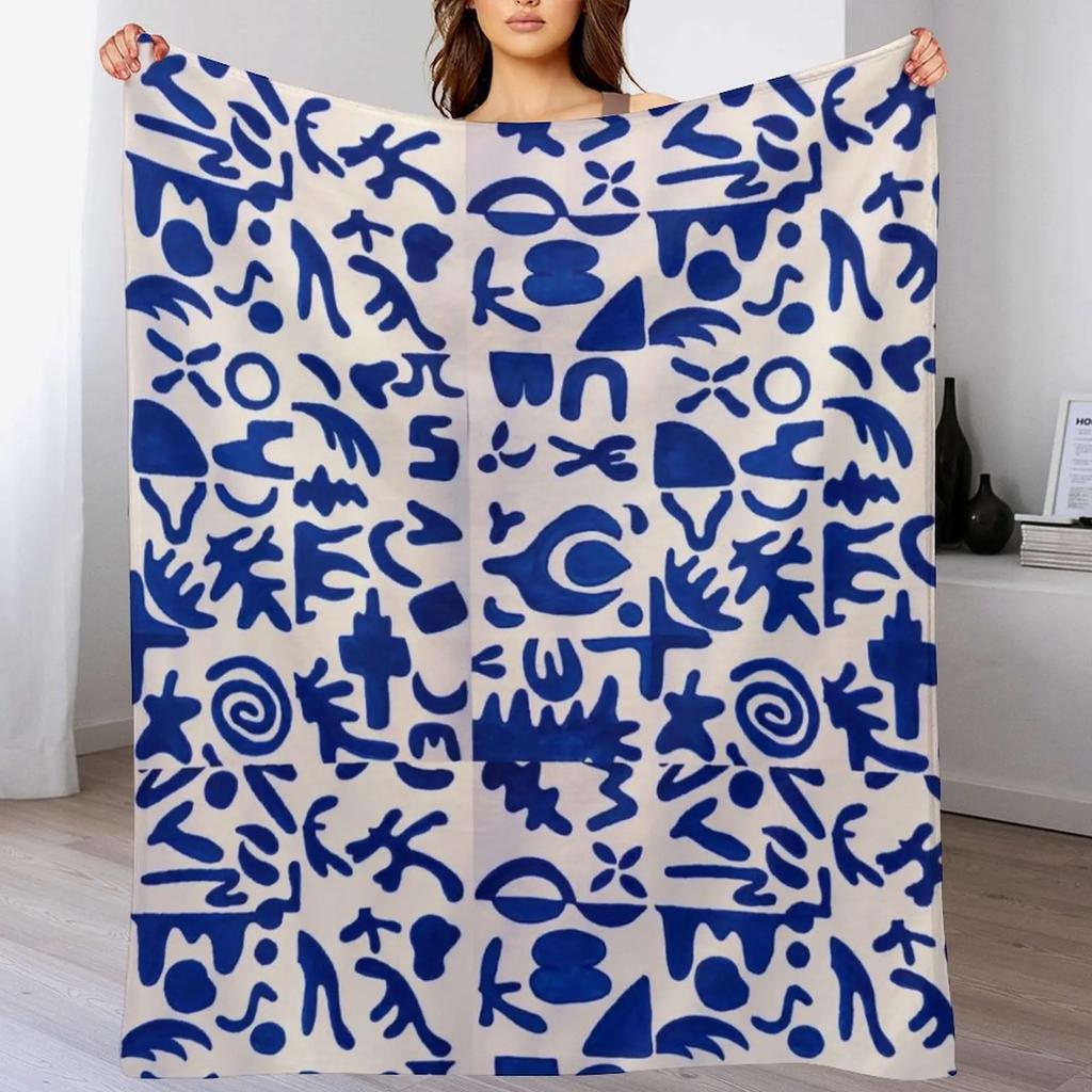 Blue variations Throw Blanket Warm Cozy Throw Blanket for Living Room Couch