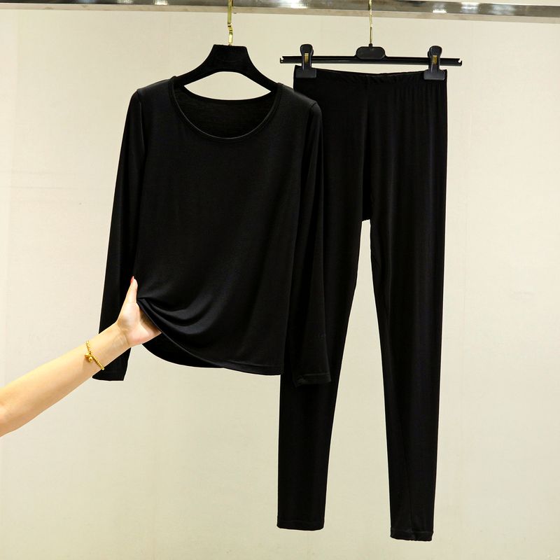 

Fall 2023 Modal Cotton Pajamas Suit Ladies Bra Wear Tight Long John Thin Oversized Leggings Two-piece Set Black XL (60.00 kg-70.00 kg recommended