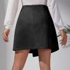 IHUASU Women's Autumn and Winter Suede Irregular Half-body Skirt Solid Color High Waist Zipper Button Short Skirt Women