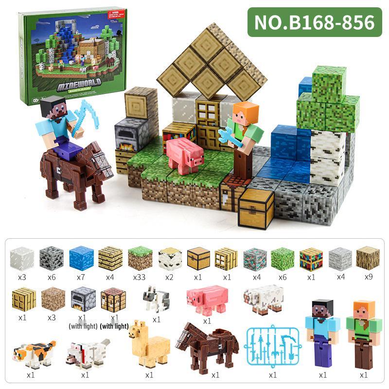 2.0cm DIY Magnetic Building Blocks with Lights - Magnetic Cubes Military Engineering Farm Set