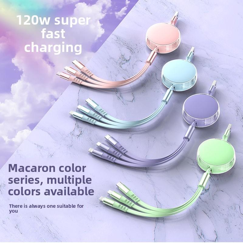 Universal 120w Fast Charging 3in1 Data Cable For Apple Android Huawei With Tpe Material