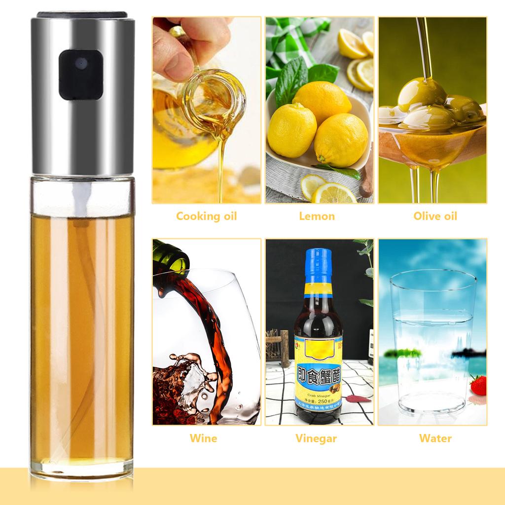 Oil Sprayer for Cooking Fine Mist Empty Glass Spray Bottles Olive Oil Sprayer 3.4oz/100ml Refillable Bottle Portable Mini Travel Bottle Set Oil Spray