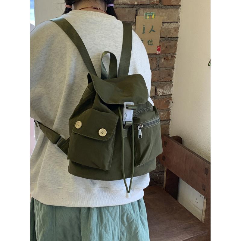 Korean-style niche design pocket butt backpack, college-style versatile student schoolbag, casual travel nyl backpack