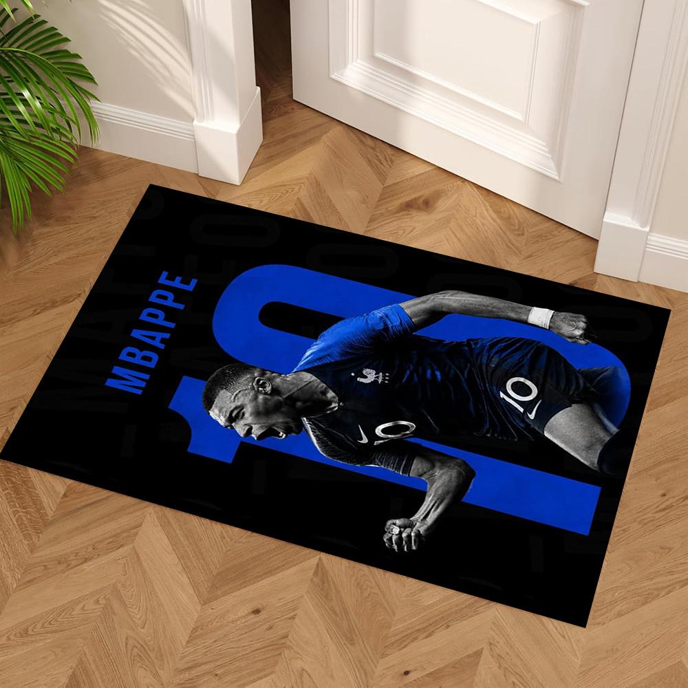 Star Player Kylian Mbappé Floor Mat Design for Living Rooms Bedrooms Decorate Room Balcony Anti-slip Rug Office Home Decor
