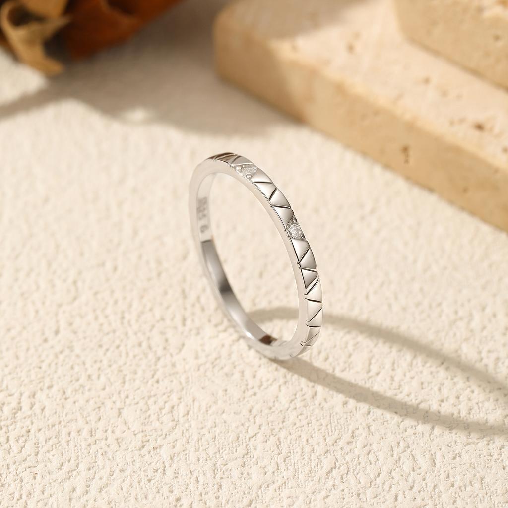 MODIAN Moissanite Rings 925 Silver Exquisite Triangle Pattern Sparkling Finger Ring For Women Fine Jewelry