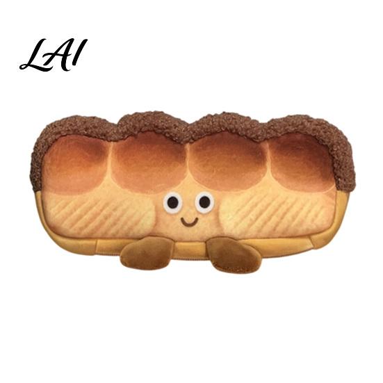 Pencil Case Cute Bread Case Plush Large Capacity Pen Pouch Zipper Soft Shaped Stationery Bag for High School Students Storage