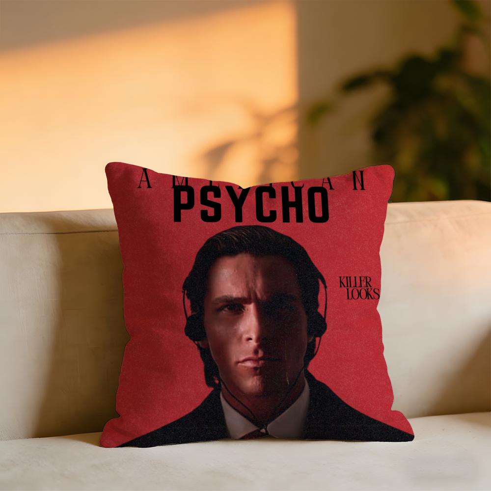 American Psycho Cushion Cover Cozy Velvet Throw PillowSoft Warm Cushion For Sofa Bed
