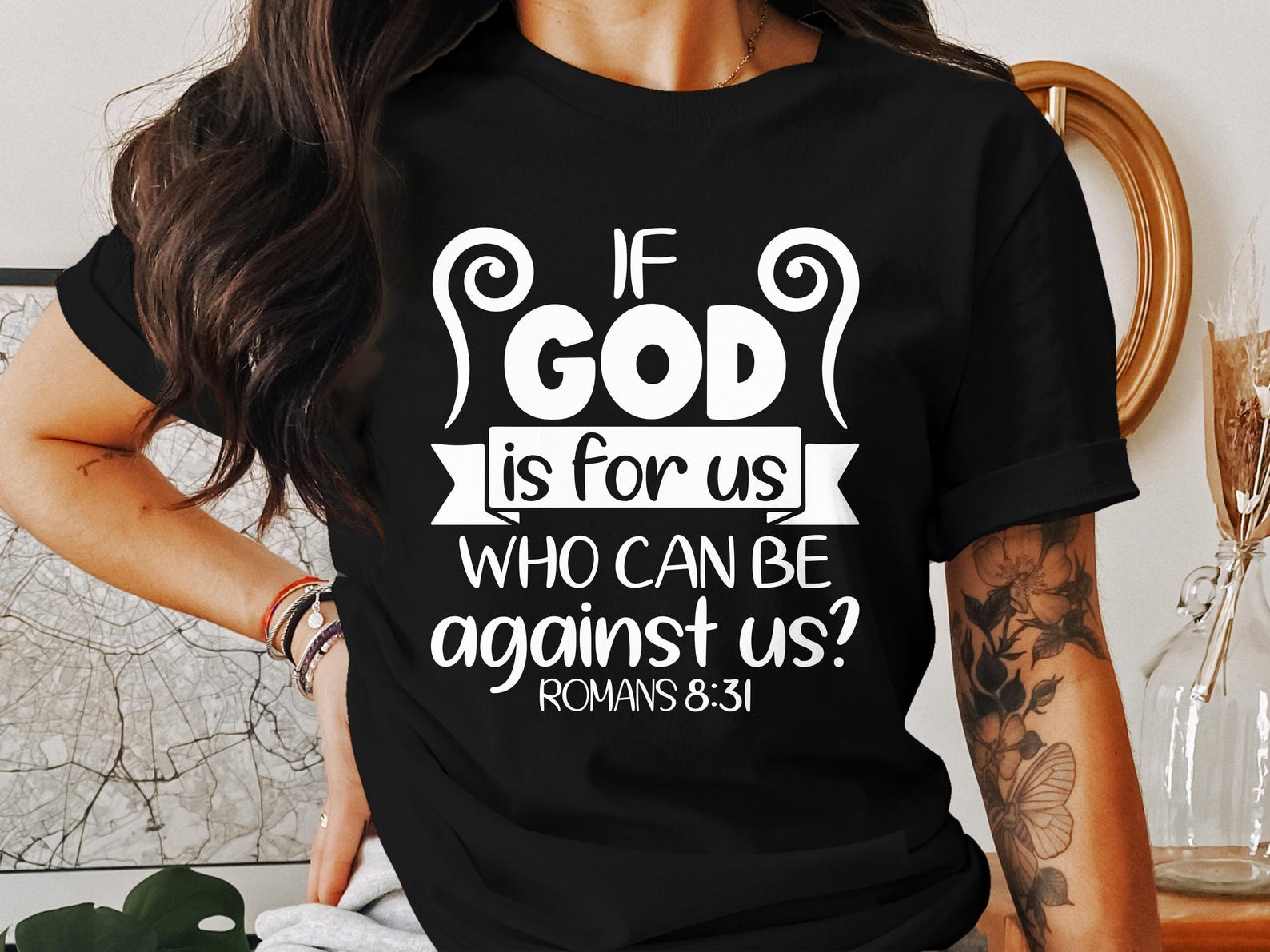 Christian T-Shirts, Religious Gifts, Bible Verse T-Shirts, Jesus T-Shirts, Romans 8:31, God Is For Us T-Shirts, Faith Tee 2XL