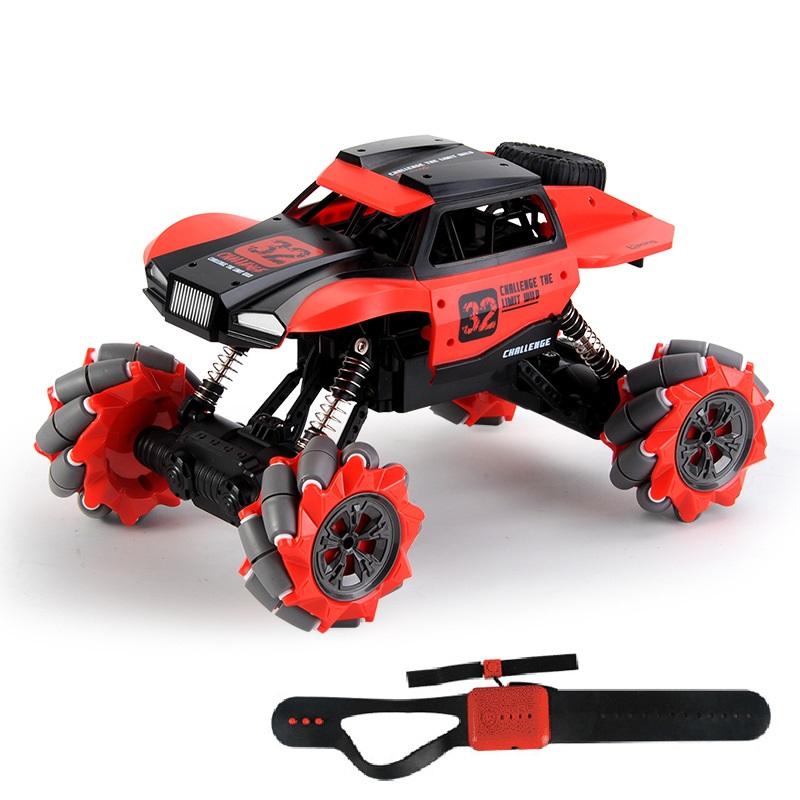 2.4G 4WD RC Stunt Car, Lateral Drift Climbing Off-Road Truck with Watch Remote & LED Light for Kids