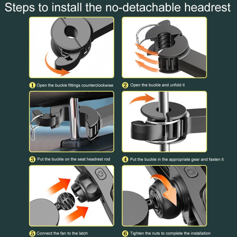 Car Seat Back Cooling Fan Dual Head Auto Headrest Ventilation Fan 360 Degree Rotation Electric Seat Back Cooler For Vehicle SUV