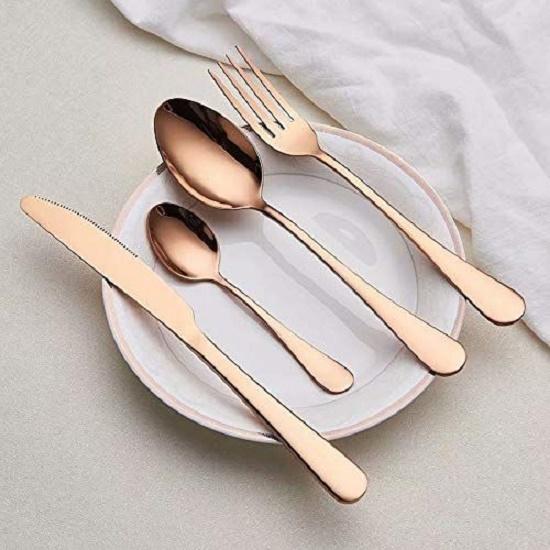 Mirror Finish Rose Gold Plated Stainless Steel Flatware Set Copper Silverware Set Rose Gold Spoon Color Cutlery Set