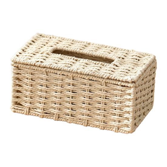 Wicker Tissue Box, Rectangular Decorative Tissue Holder, Increase Capacity Facial Tissue Holder, for Bathroom Living Room Car