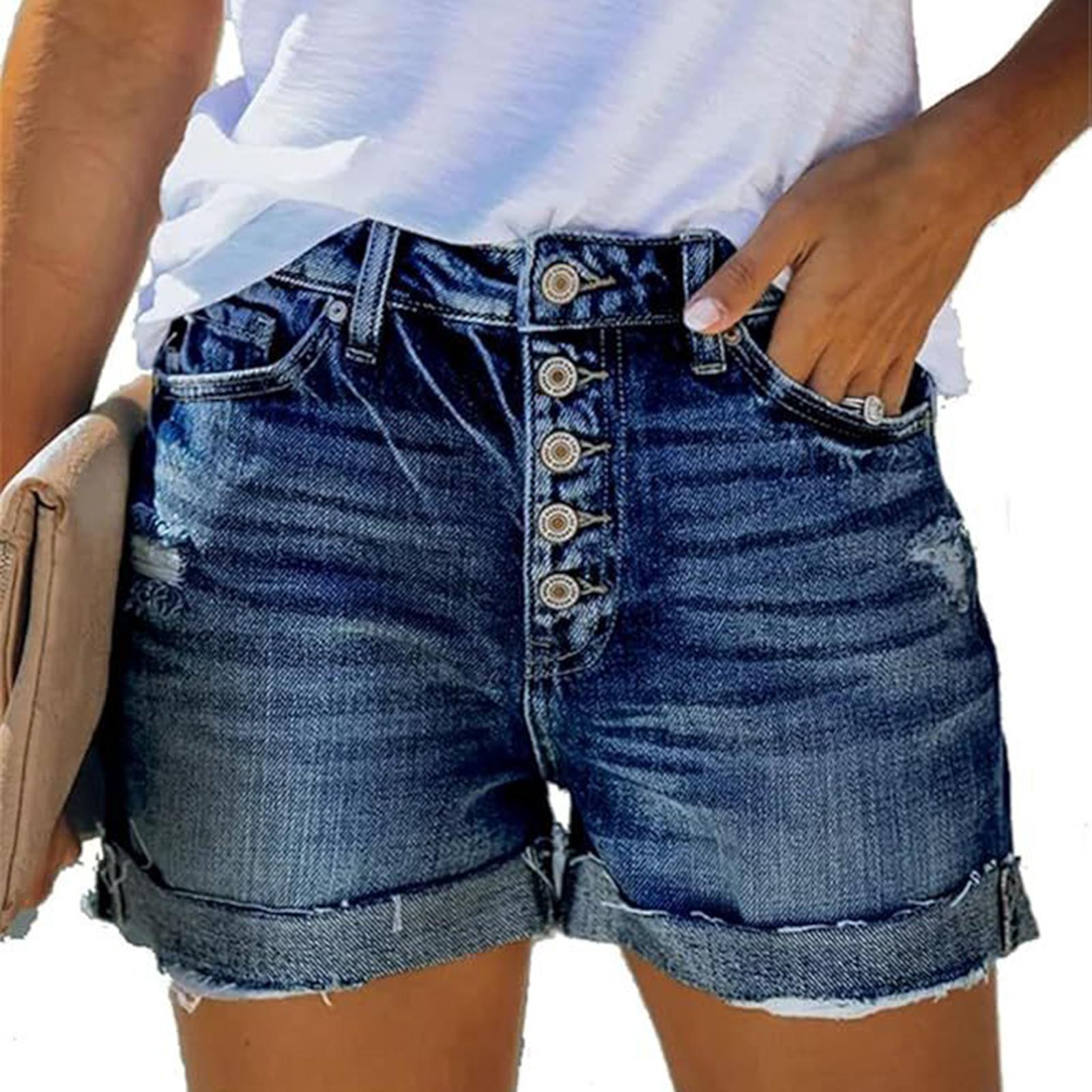 

Женские повседневные модные джинсовые шорты с дырками, универсальные XXL