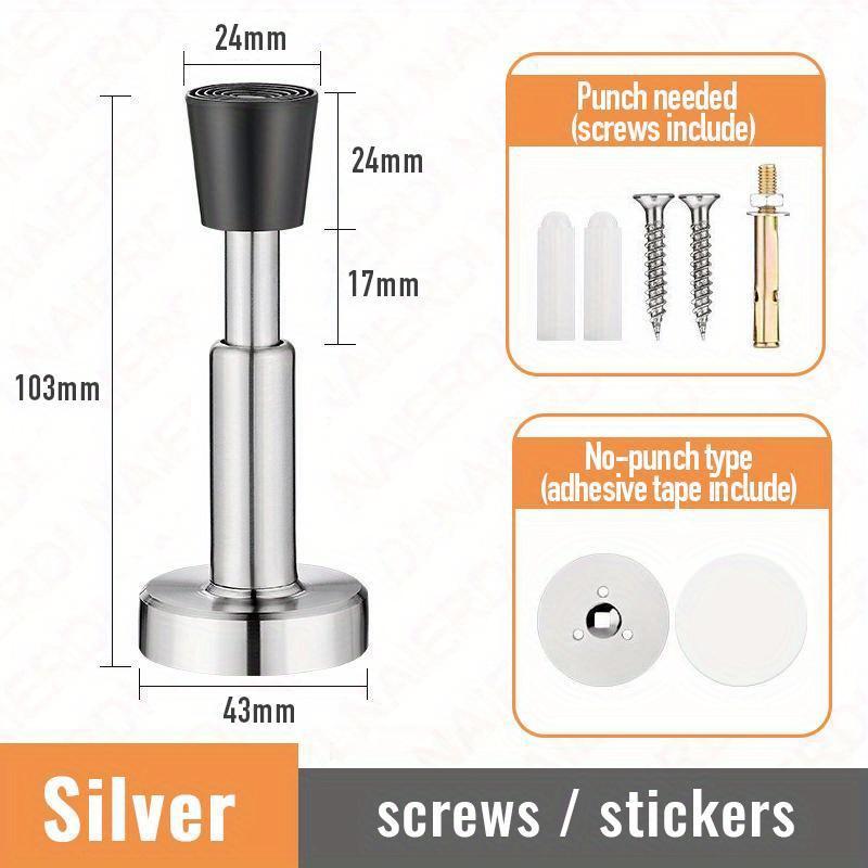 

Adjustable Door Stopper, Stainless Steel Door Stop with Rubber Bufferr, Hydraulic Heavy Duty Door Holder Doorstops серебряный