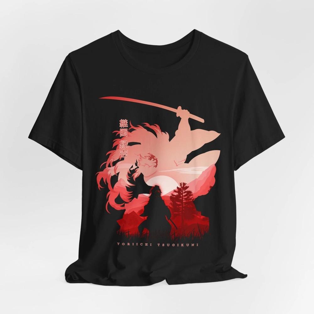 

Anime Demon Slayer, Yoriichi Tsugikuni Silhouette Black T Shirt Size S - 5XL Unisex T-Shirt L