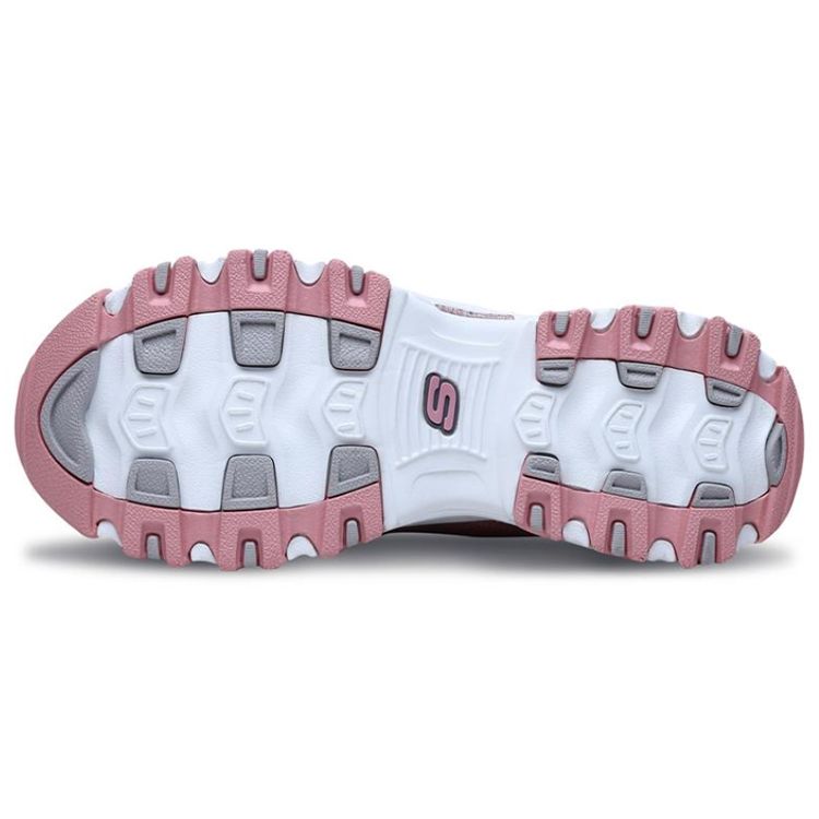 Skechers DLites Mesh Pelle Sintetica Comode Sportive Basse Lifestyle Scarpe Sneakers Donna Rosa Bianco 66666078-PNK