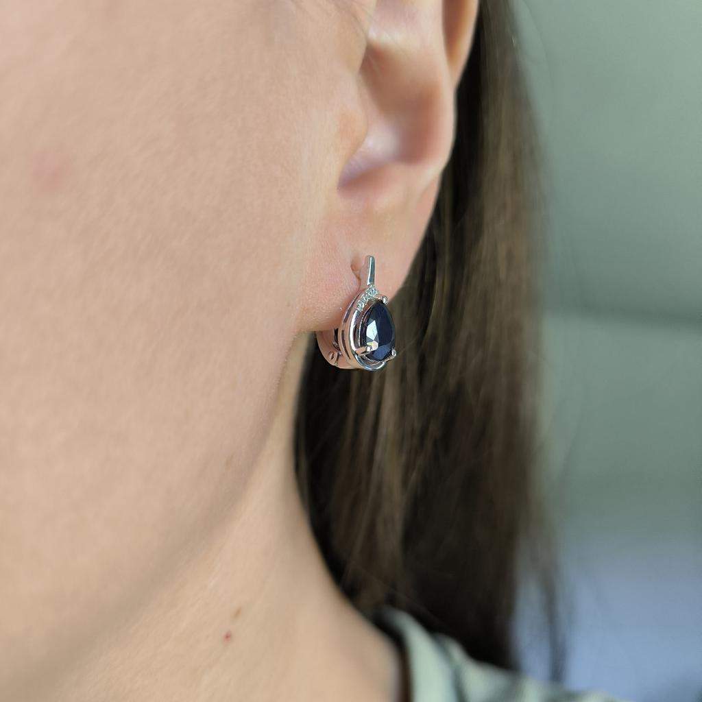 Серебряные серьги с натуральным сапфиром 2.844ct (2214007)