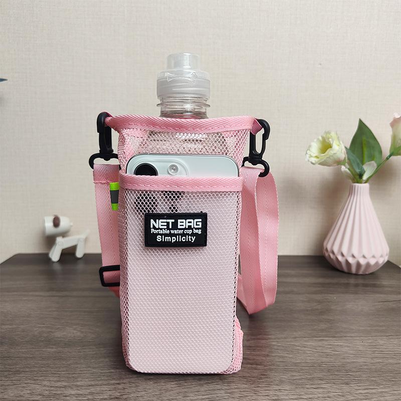 Přenosný sportovní obal na láhev na vodu Síťovaný kelímek s rukávem Pouzdro s popruhem Taška na mobilní telefon Viditelná taška Příslušenství pro venkovní kempování