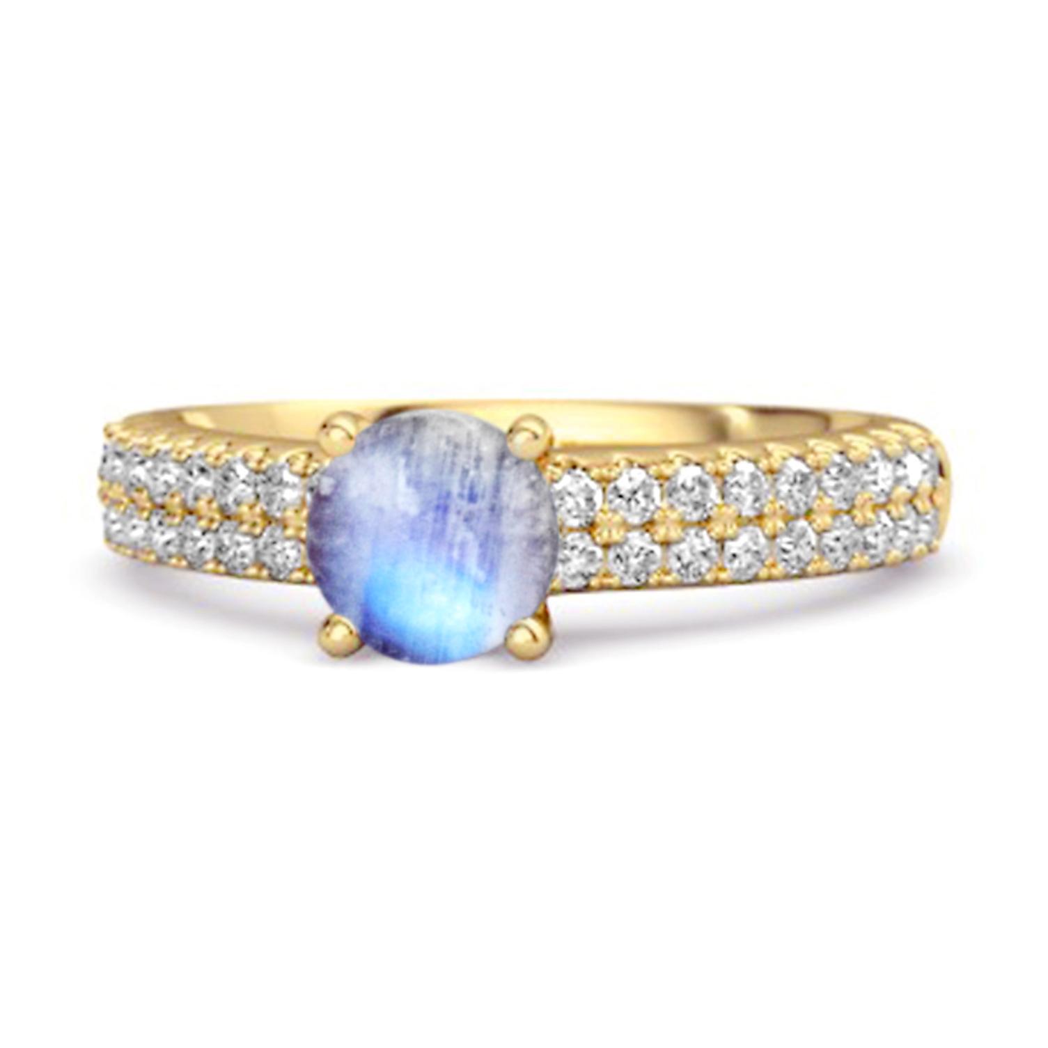 

Moonstone Double Pave Band Ring - 925 Sterling Silver Gold Vermeil 8.5 золотий/жовтий