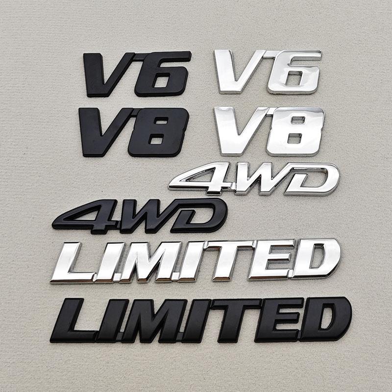 3D Metall Auto Aufkleber Logo 4WD V6 V8 LIMITED Kotflügel Seitenemblem Heckklappen Emblem Für Toyota LC150 LC200 4Runner Tundra Zubehör