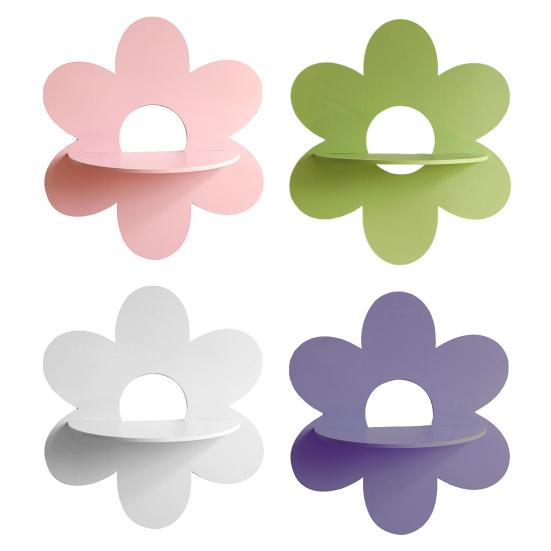 Yousheng Rustic Floating Shelf Wall Display Shelf Wooden Flower Shaped Storage Organizer for Crystal Plants Living Room Kitchen Home Decor