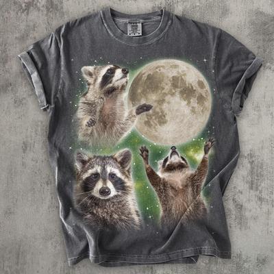 Three Raccoons Vintage Graphic T-shirts, Retro Raccoon Moon Tshirt, Trash Panda Lovers, Funny Raccon Tee, Comfort Colors Tee, Gag Gifts