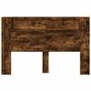 Storage Headboard with LED Smoked Oak Wood Based Material
