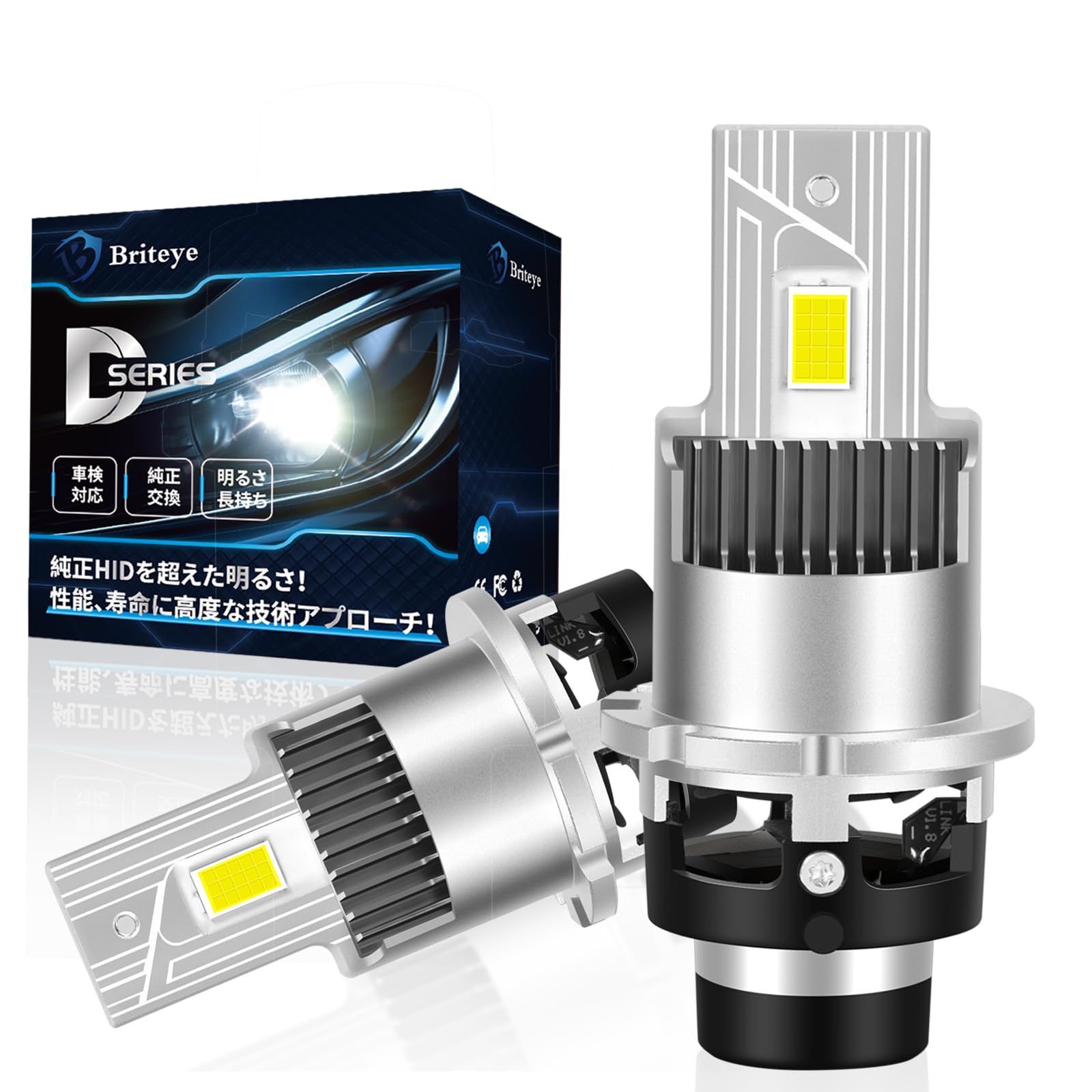 

Briteye D2S LED Vehicle Inspection Super Bright 6500K No Dark Compatible with Factory HID d2sled Bulbs with No Dual Copper Base Innovative Easy