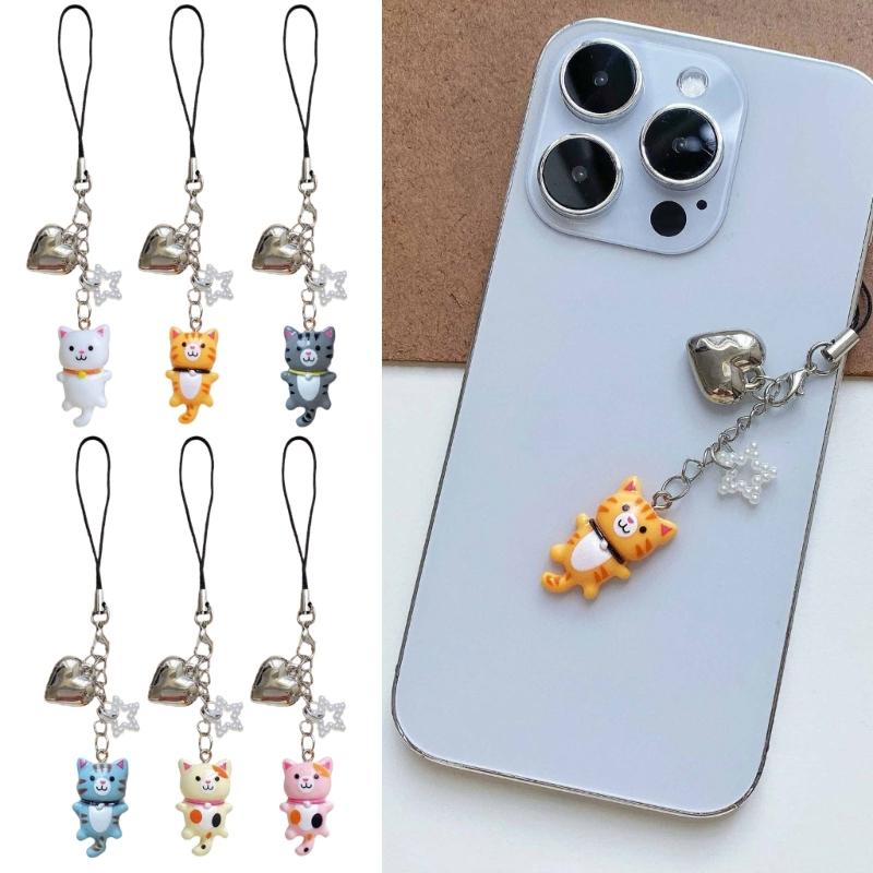Practical Handmade Beadwork Cats Hanging Ornament Versatile Phone Charm Portable for Styles Upgrades Daily Use