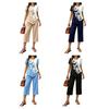 Women's Casual 2 Piece Sets Short Sleeve Crew Neck Top And Cropped Pants Sets Summer Floral Lounge Outfits