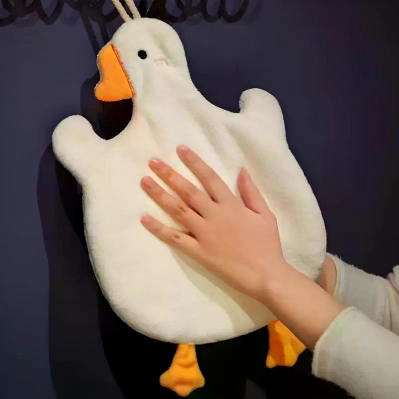 1PC Cartoon Goose Hand Kerchief Hanging Hand Towel Water Absorbing Hand Towel Kitchen And Bathroom Supplies