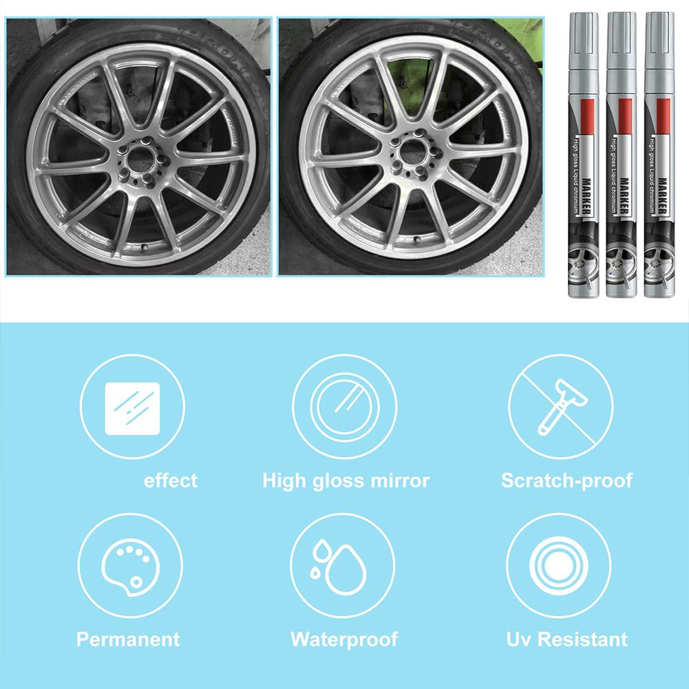 3pcs Chrome Marker Pen Permanent Marker For Car Bike Motor Tires Tyre Marker Paint Pen Rubber Tyre Marker Metallic Markers