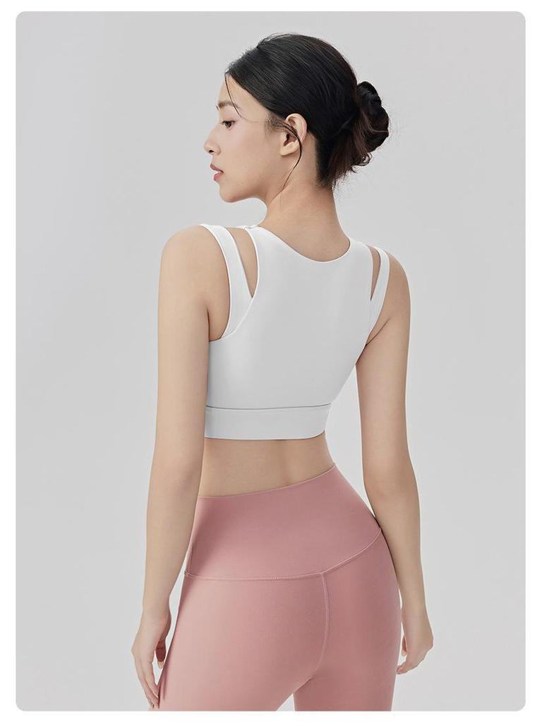 Shockproof High-Strength Sports Bra with Front Zipper for Yoga and Running - Breathable, Fixed Cup Design