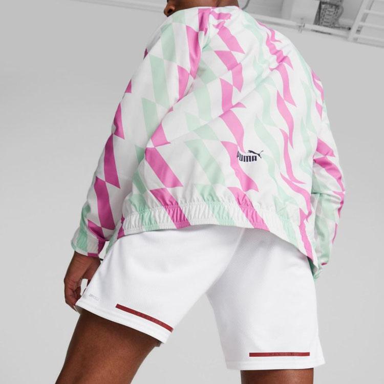 Puma SS23 Manchester City Football Training Series Misplaced Stripe Woven Jacket Men Jackets White Tender-Green Rose-Pink 76950021