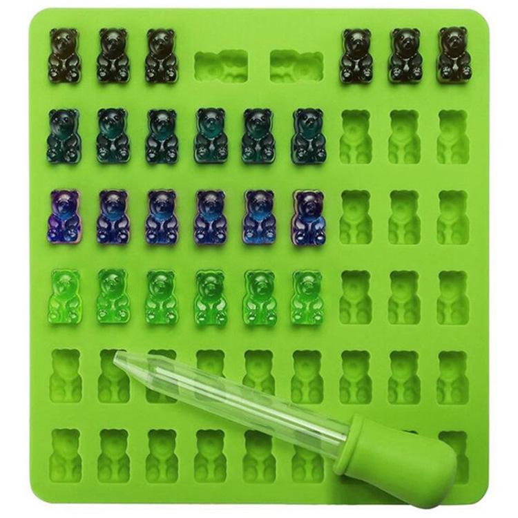 53-Hole Cartoon Bear Silicone Mold for Ice, Chocolate, Gummy & Candy