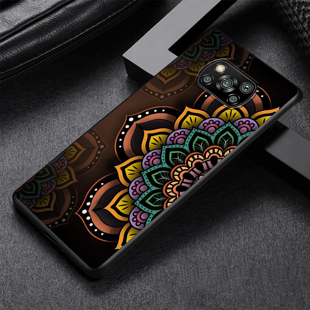 Blue Totem Flower Mandala Case for Xiaomi Poco X5 X3 NFC X4 Pro 5G F4 GT M5 M5s F3 Pocophone F1 Black Soft Phone Cover Mi 13 12T