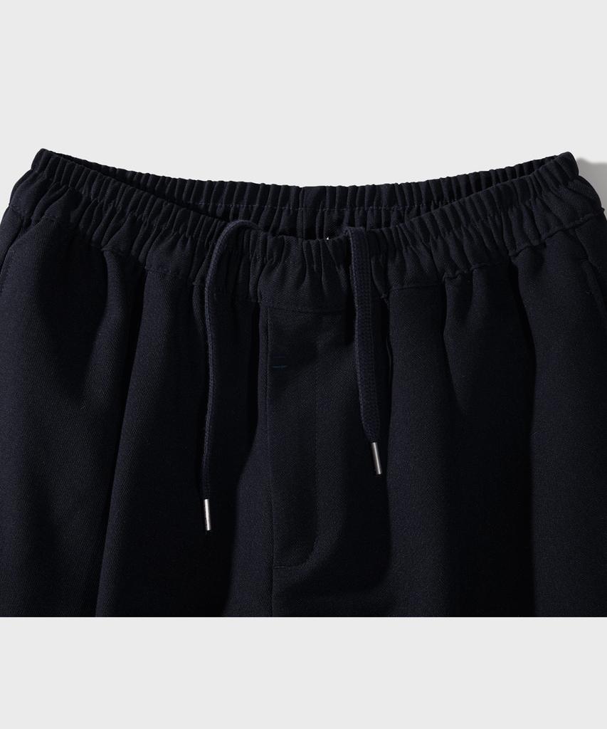 FFEFF STUDIO Single-Pleat Wide Elastic Waist Slacks (Dark Navy)