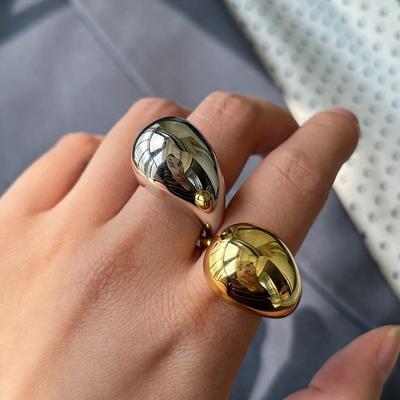 New Fashion Designer Gold Copper Colour Water Drop Ring Woman Europe America Luxury Jewelry Trendy