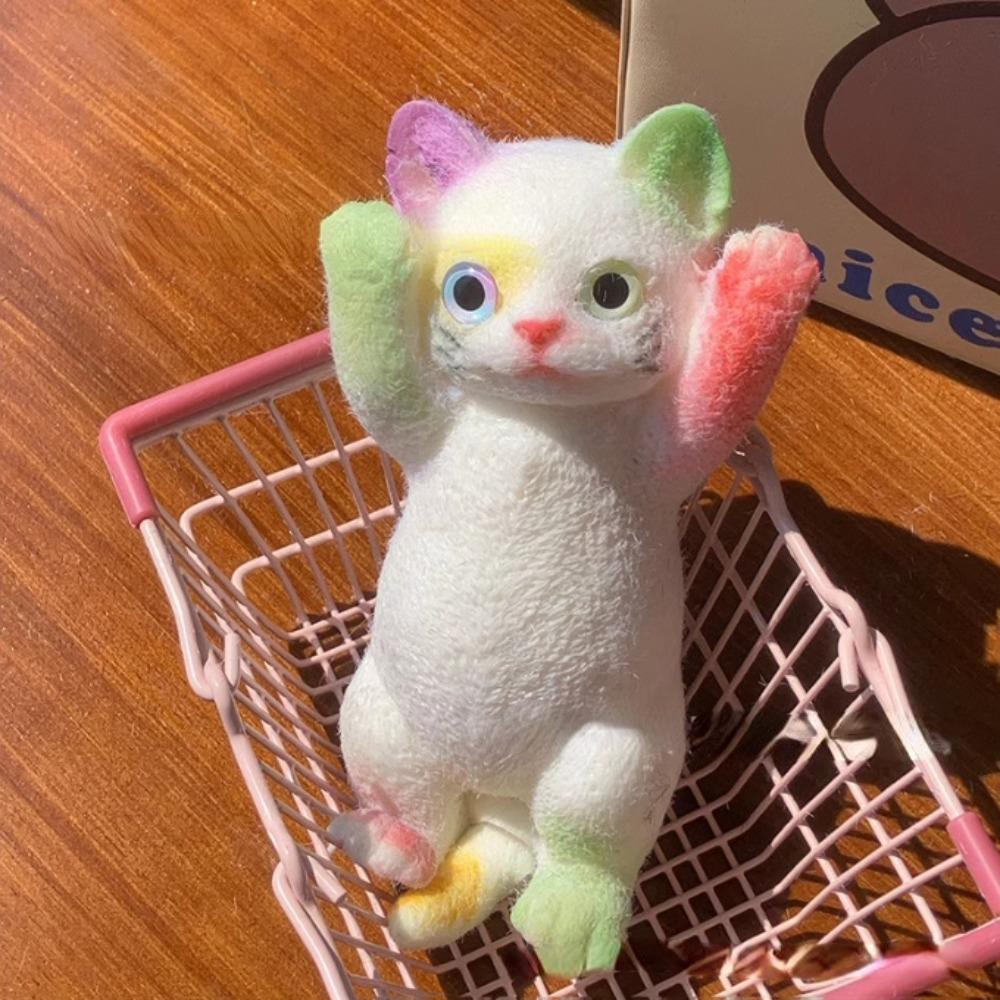 Animal Big Cat Doll Squeeze Toy Colorful Artificial Doll Squeeze Toy  Mini Ornaments