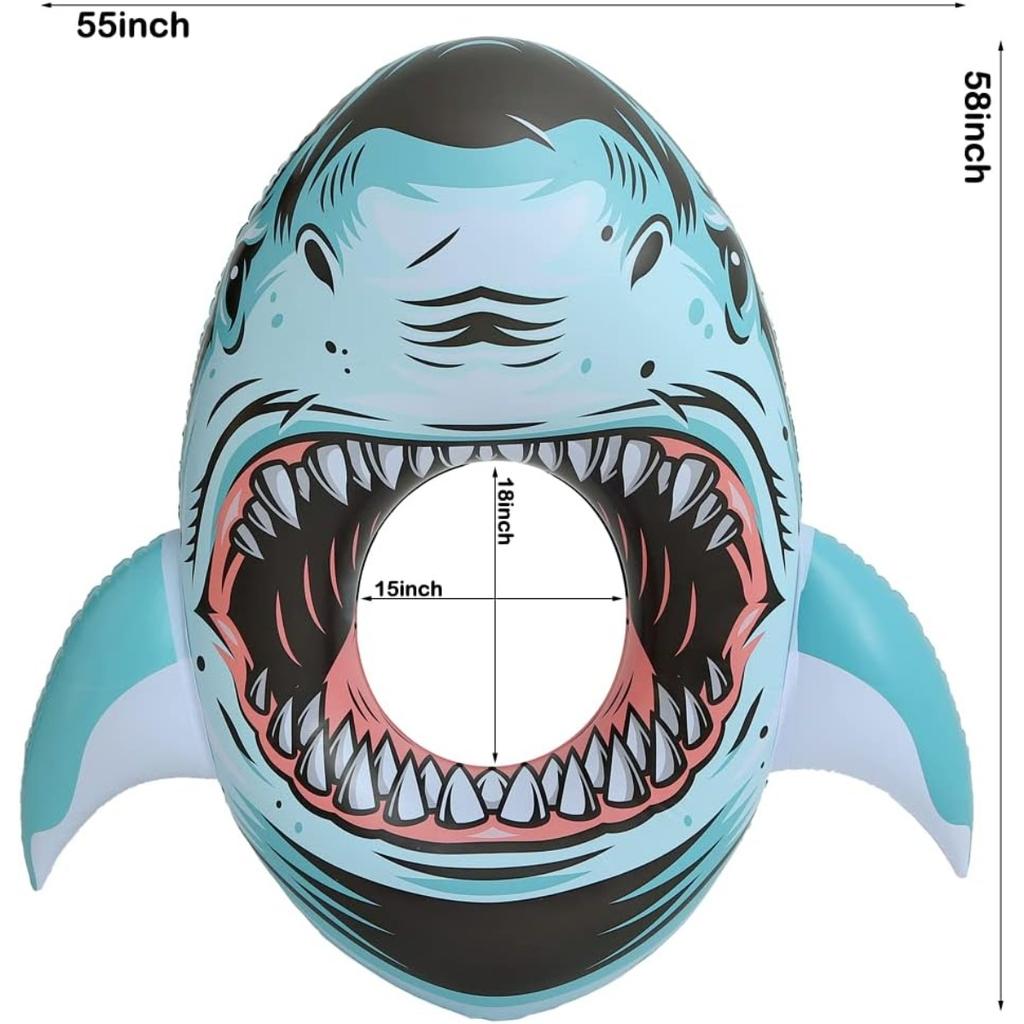 Inflatable Shark Float, Pool Party Lounge Toy for Kids and Adults, Giant Inflatable Swimming Ring, Swimming Pool, Summer Water Fun, Shark Floats