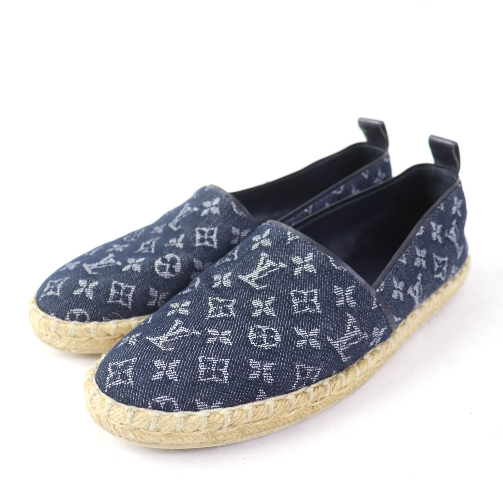 Great LOUIS VUITTON Slip-on Monogram denim espadrilles flats Indigo Women 36 Used