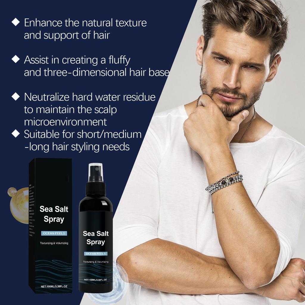 Men's Sea Styling Spray, Hair Root Texture Shaping, Quick-drying And Non-stiff Ingredients, Suitable For Multiple Scenarios,100ML