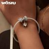 WOSTU 925 Sterling Silver Snowflake Charm Beads Ice Flower Pendant Fit Original Bracelet DIY Necklace Jewelry Making Gift