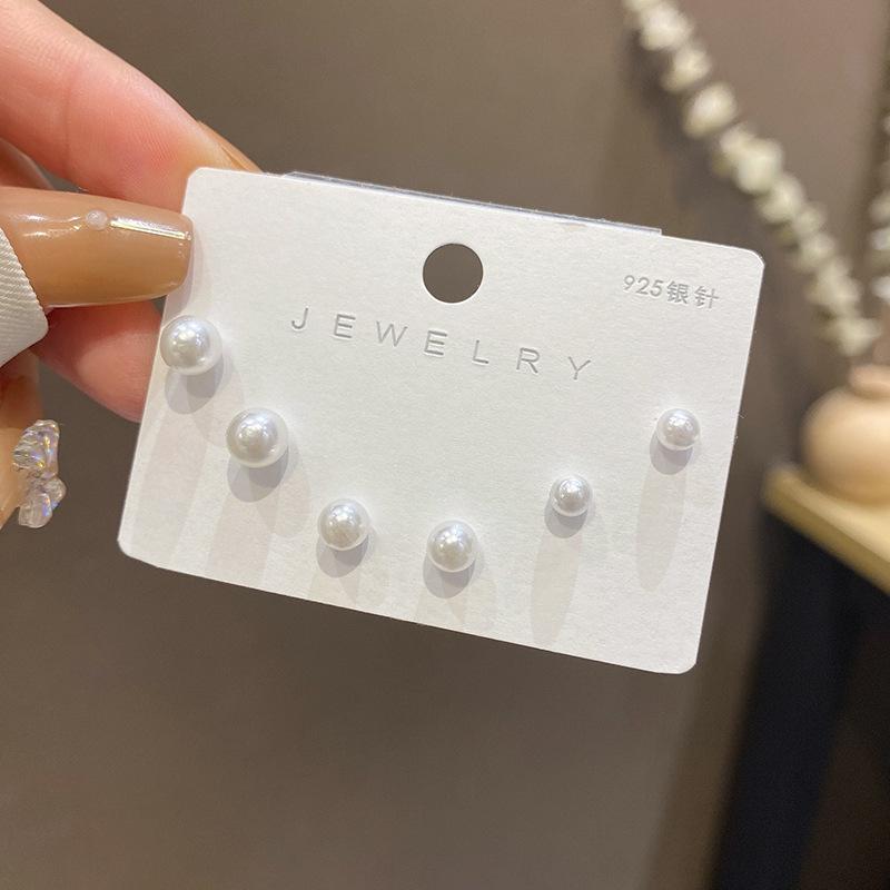 Korean Silver Needle Set Earrings Women s Niche Pearl Earrings Temperament Ears
